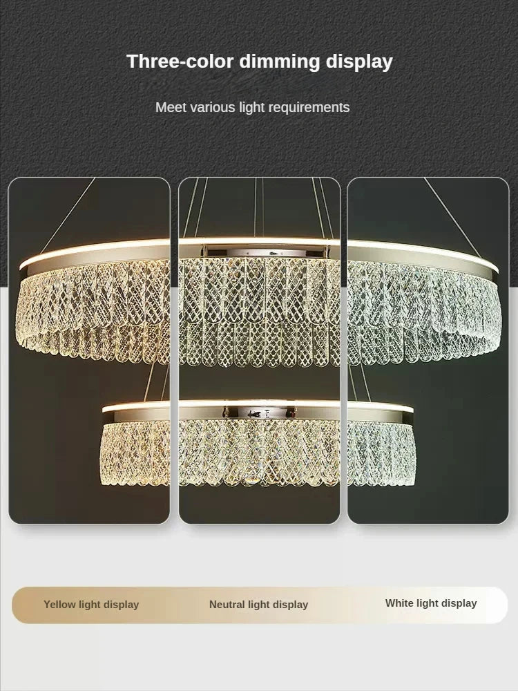 lustre sandyha moderne créatif anneau de luxe en cristal - vue 6 sur 11