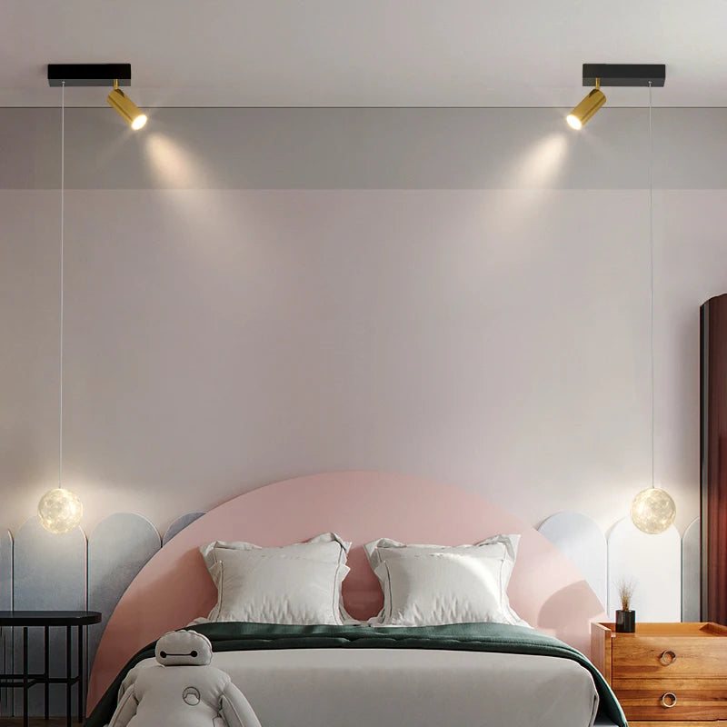 lustre nordique moderne minimaliste led lune déco maison