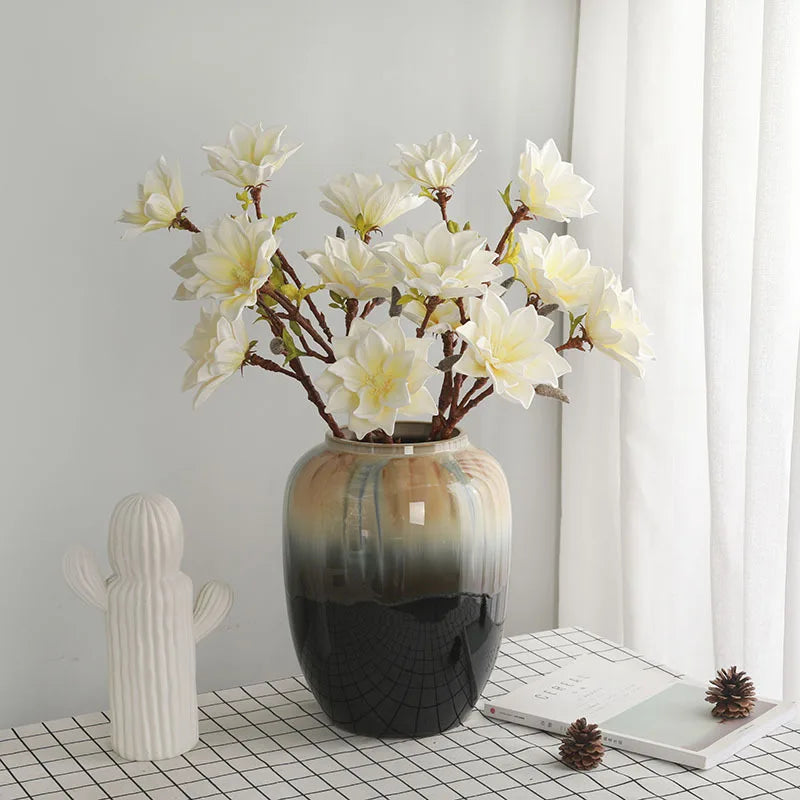 fleurs artificielles décoratives style zen avec magnolia - vue 2 sur 12