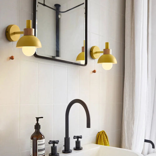 applique murale en bois avec interrupteur à tirette design nordique - vue 5 sur 10