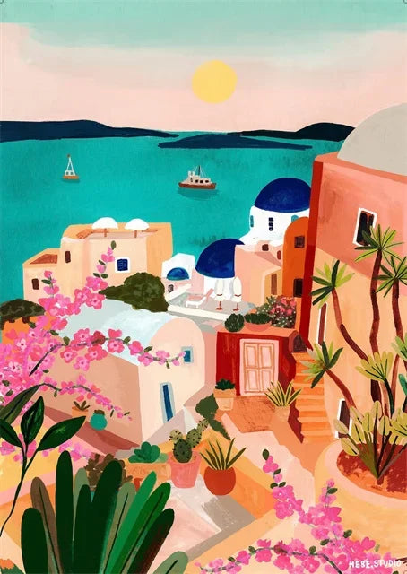 Colourful abstract landscape posters for wall decor