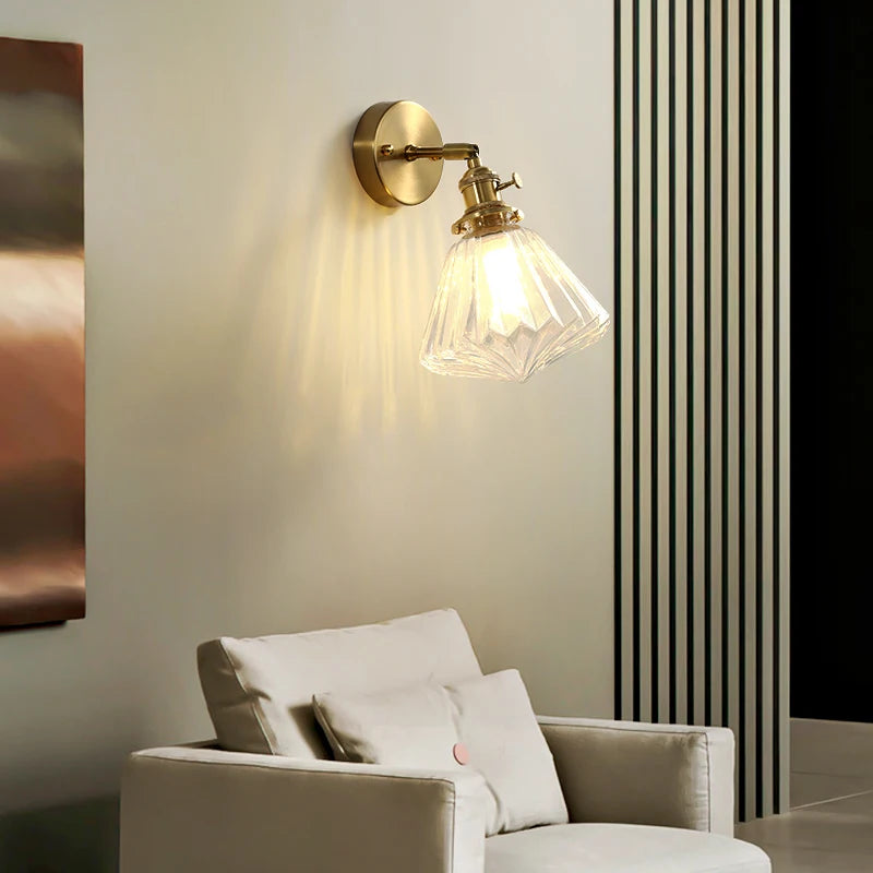 Applique murale nordique en cuivre avec abat-jour en verre créatif led - vue 6 sur 12