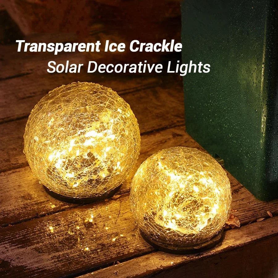 lampes solaires en verre craquelé pour jardin décoratif extérieur - vue 2 sur 10