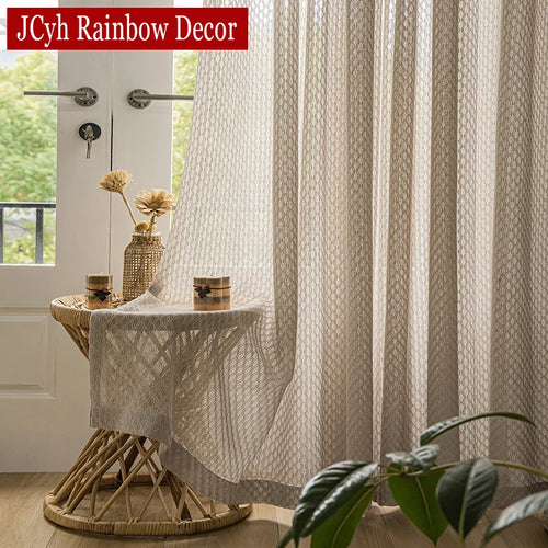 Voilage style japonais aspect lin motifs courbes salon