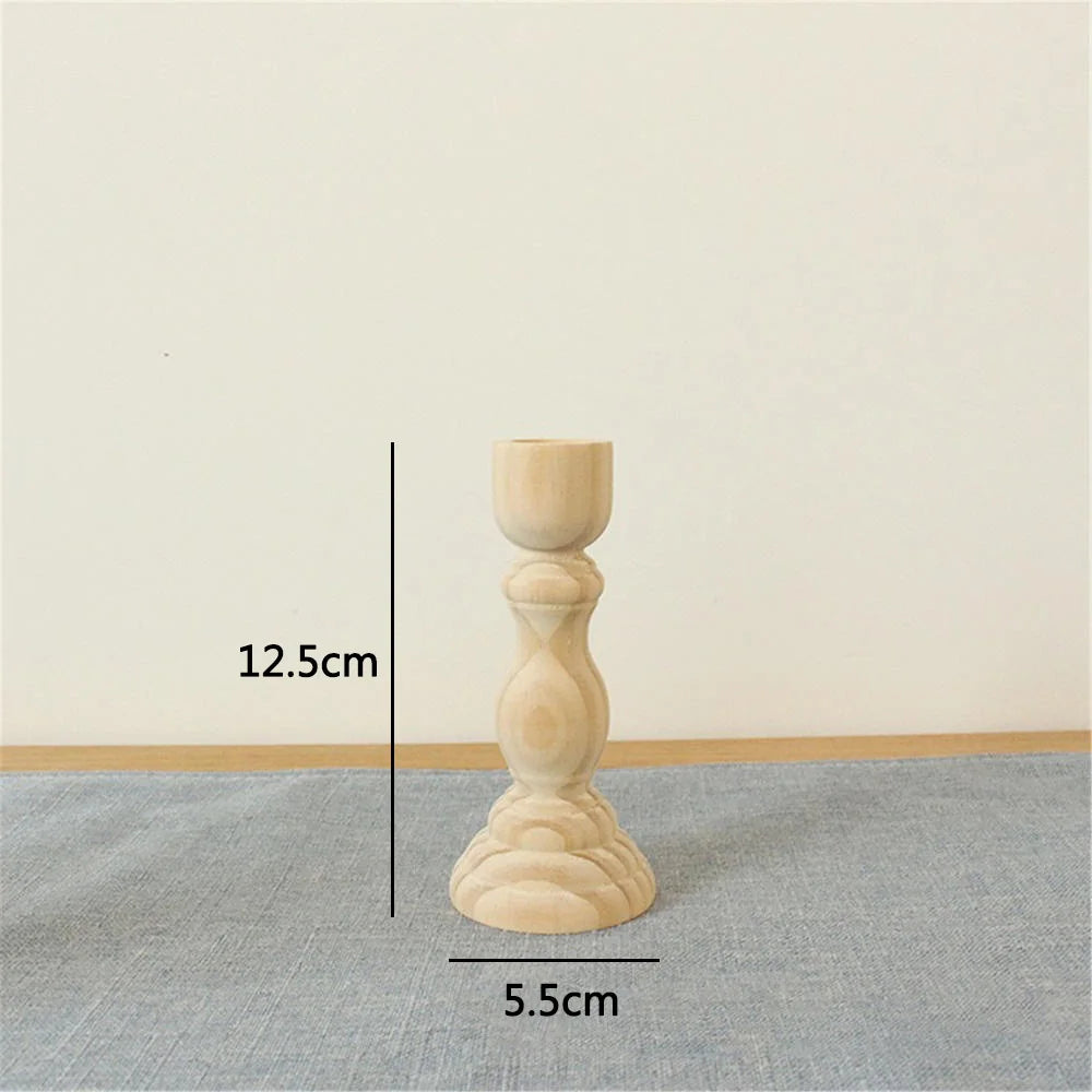 lot de 3 bougeoirs vintage en bois pour décoration élégante