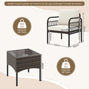 ensemble de fauteuils en rotin pour jardin avec table et coussins