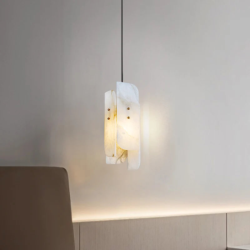 lampe suspendue en marbre avec fil de cuivre réglable 	 style