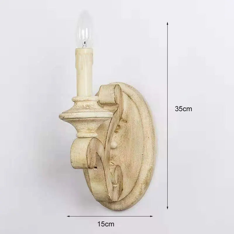 Applique murale rétro américaine en bois massif à tête unique - vue 4 sur 5