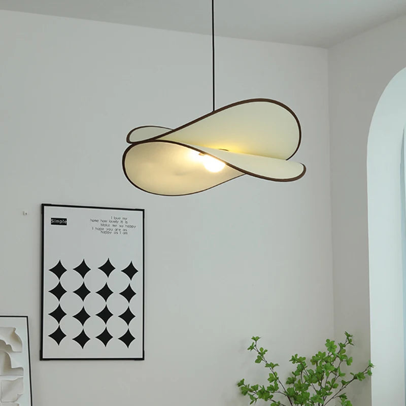 lustre led suspendu en tissu style 	 cordon réglable - vue 3 sur 10