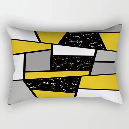 housse de coussin rectangulaire géométrique jaune et rouge 30 x 50 cm