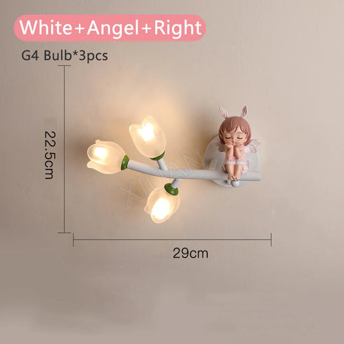 applique murale fille lapin g4 led fleur - vue 14 sur 22