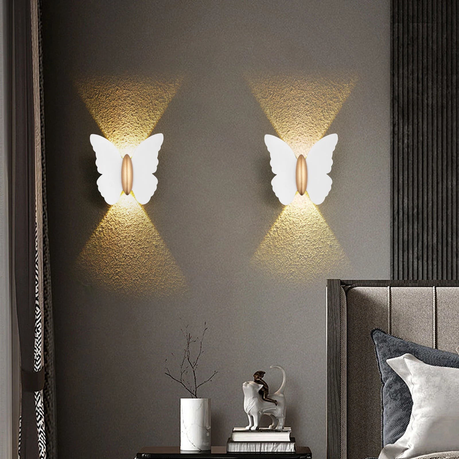 Appliques murales LED modernes 12W IP65 applique murale en métal LED lumières en aluminium LED applique murale papillon blanc LED pour ampoules LED - vue 6 sur 8