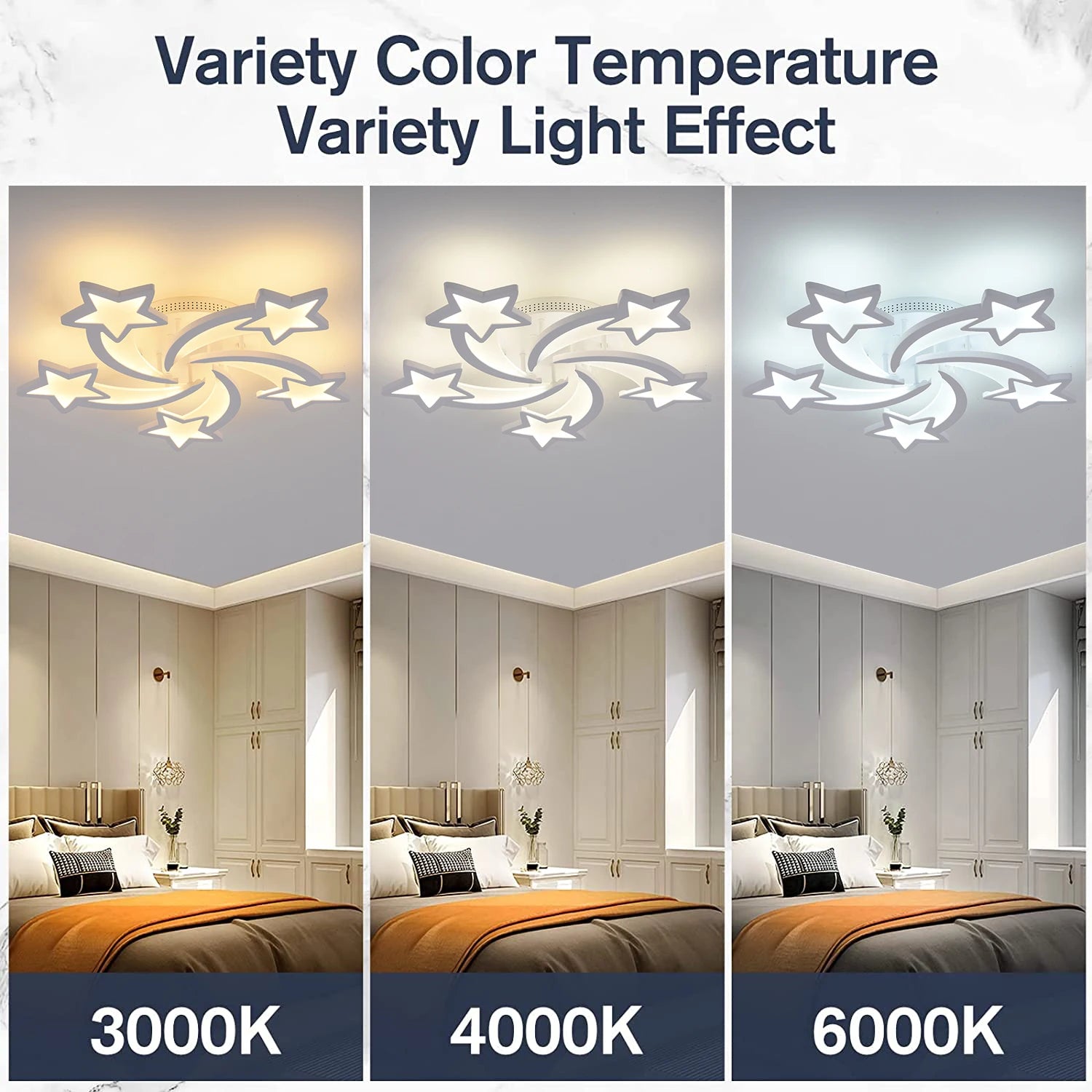 Étoile Led plafonniers acrylique lustres lampe pour enfants garçon et fille chambre salon salle à manger Design intérieur lumières - vue 5 sur 9