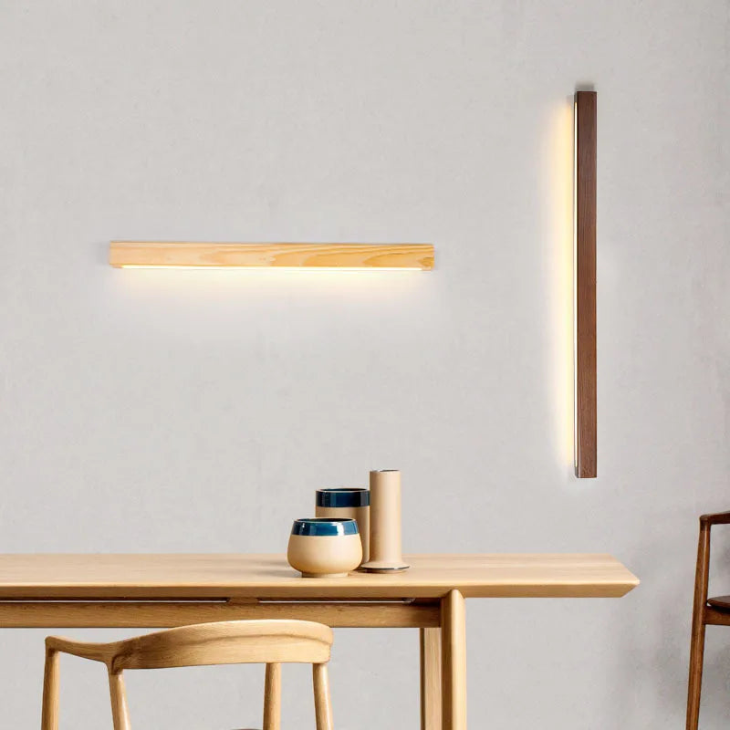 Applique murale LED double couleur en bois de noyer