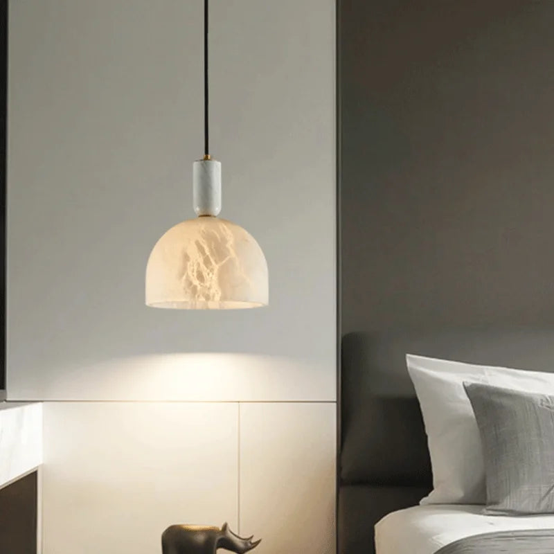 suspension en albâtre avec base en cuivre pour intérieur élégant - vue 4 sur 6