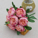 7 Heads Artificial Peony Bouquets Wedding Flowers Arrangement,Blue Red White Silk Peonies Flower Home Office Table Decoration