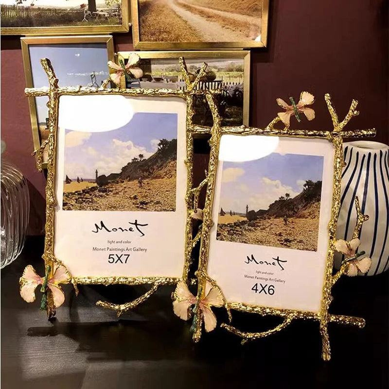 Golden Metal Pictures Frame, Photo Albums, Home Decor, Fashion, RNordic Style, XC068, 6 ", 7", 8 ", 10" - vue 4 sur 6