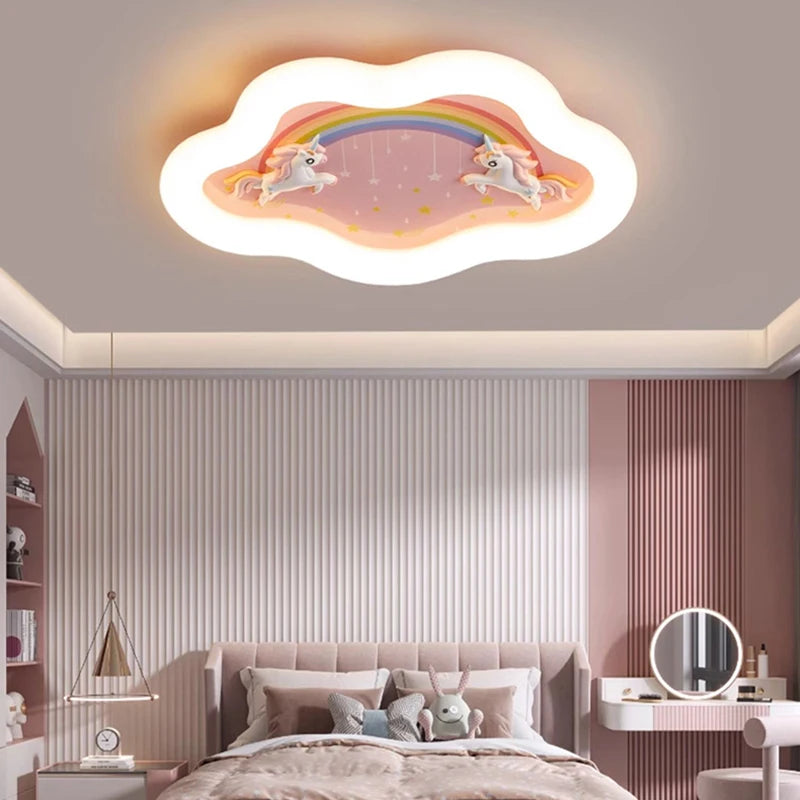 lustre nuage arc-en-ciel avec cheval pour chambre d'enfant - vue 4 sur 10