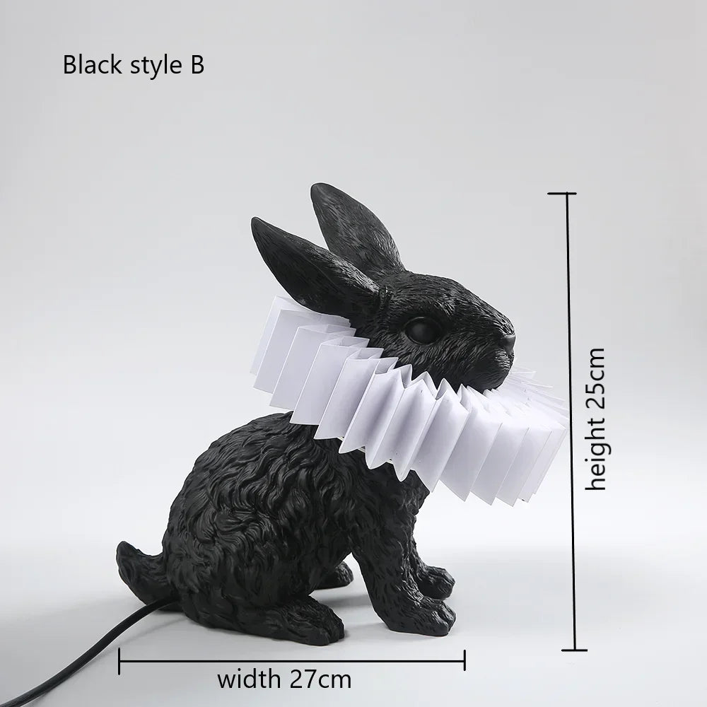 lampe de chevet lapin en résine style nordique décorative et moderne - vue 11 sur 15