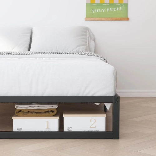 King Size Bed Frame, Metal Platform Mattress Foundation With Steel Slat Support, No Box Spring Needed,8 Inch King Size Bed Frame - vue 5 sur 6