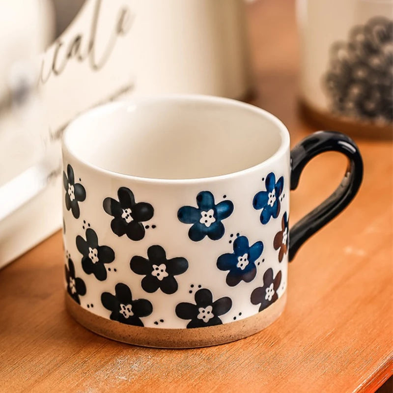 Mug japonais en céramique motif fleurs cerisier rétro - vue 3 sur 7