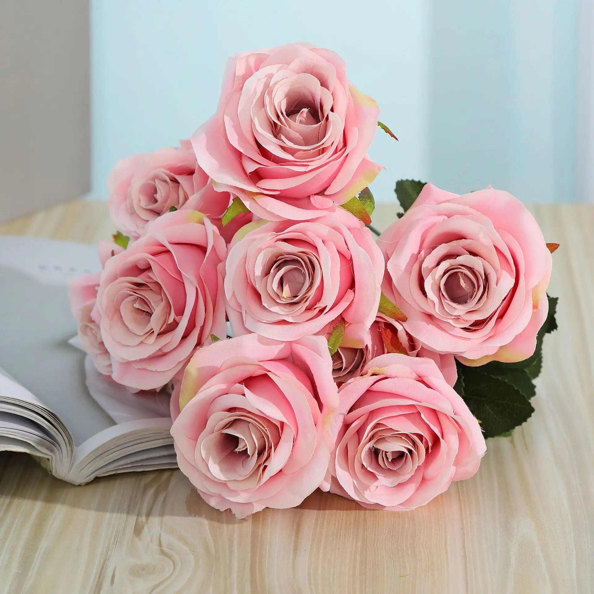 bouquet de roses artificielles pour mariage et décoration intérieure - vue 5 sur 27