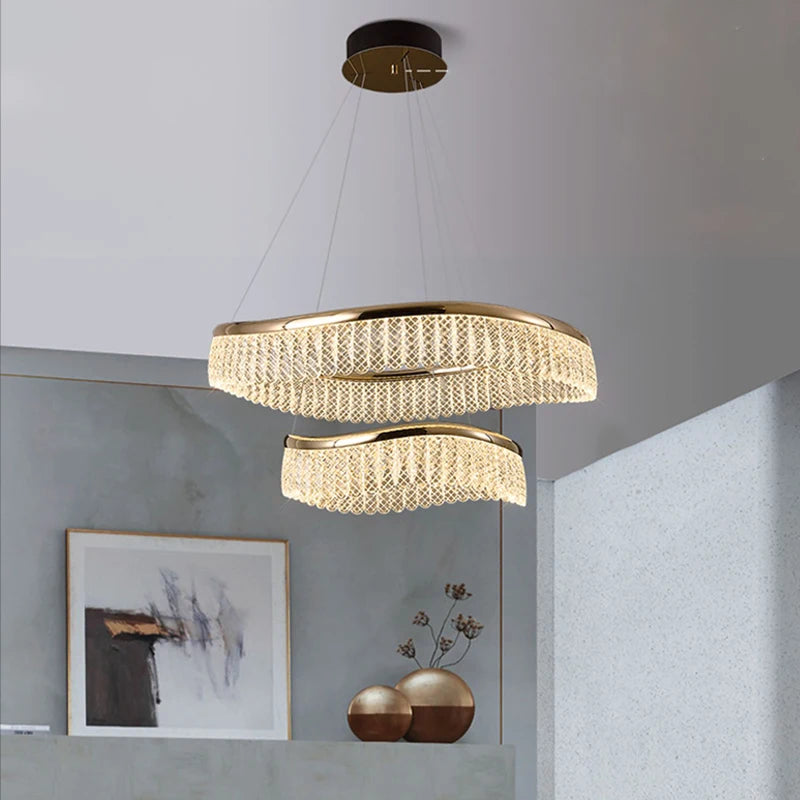 Minimalist Nordic style LED crystal chandelier - vue 5 sur 12