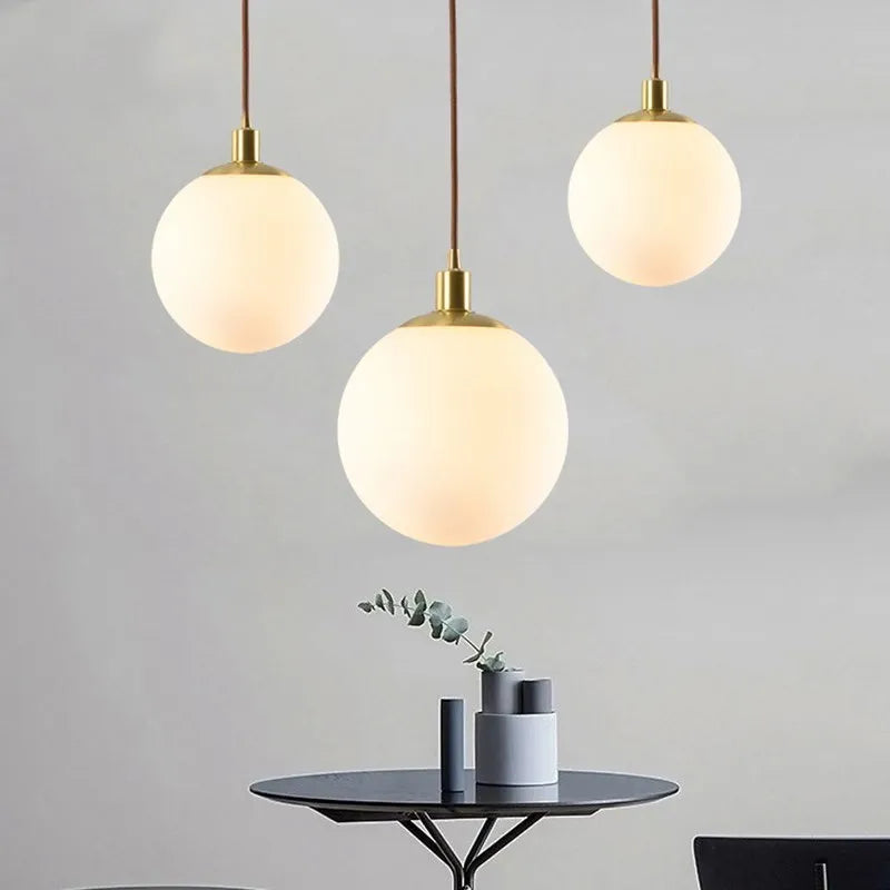 Suspension en verre nordique 8-50 cm boule ronde lampes suspendues pour la maison pour Bar chambre salon café décoration Luminaires Lustre - vue 5 sur 15