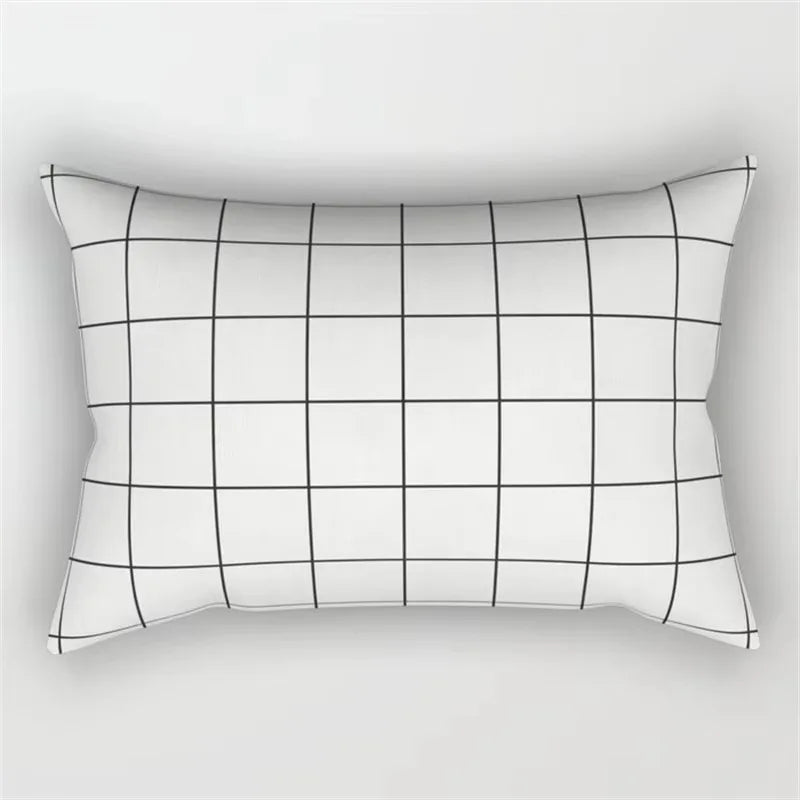 housse de coussin géométrique arc-en-ciel et motif végétal