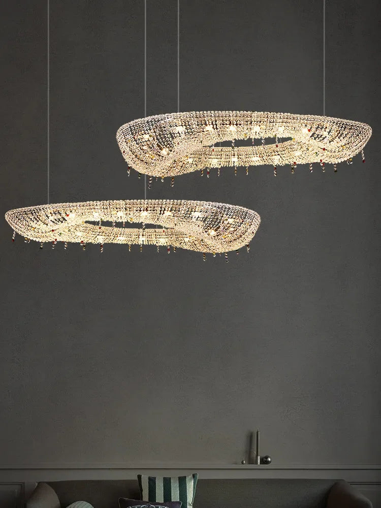 suspension luxe cristal bateau éclairage design moderne décoratif
