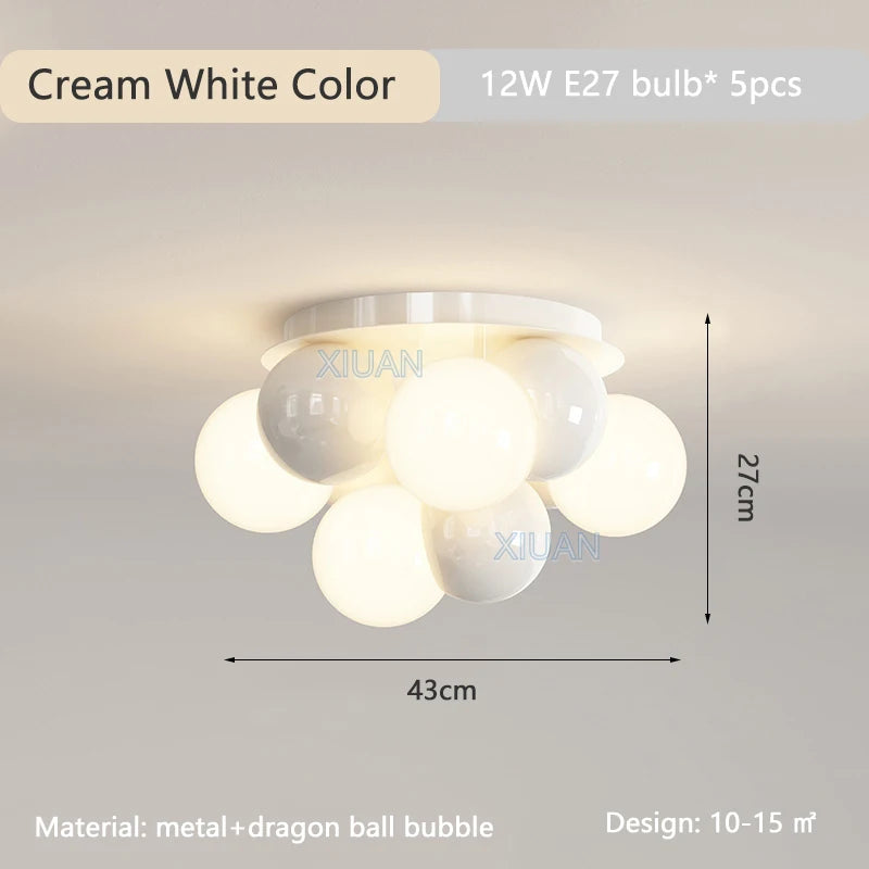 lustre nordique bulle ronde led pour chambre d'enfant - vue 8 sur 9