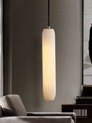 Modern chandelier in natural marble and minimalist copper for decor