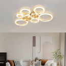 Plafond moderne à LEDs lustre en aluminium Simple plafonnier pour salon chambre salle à manger cercle anneaux plafonnier doré