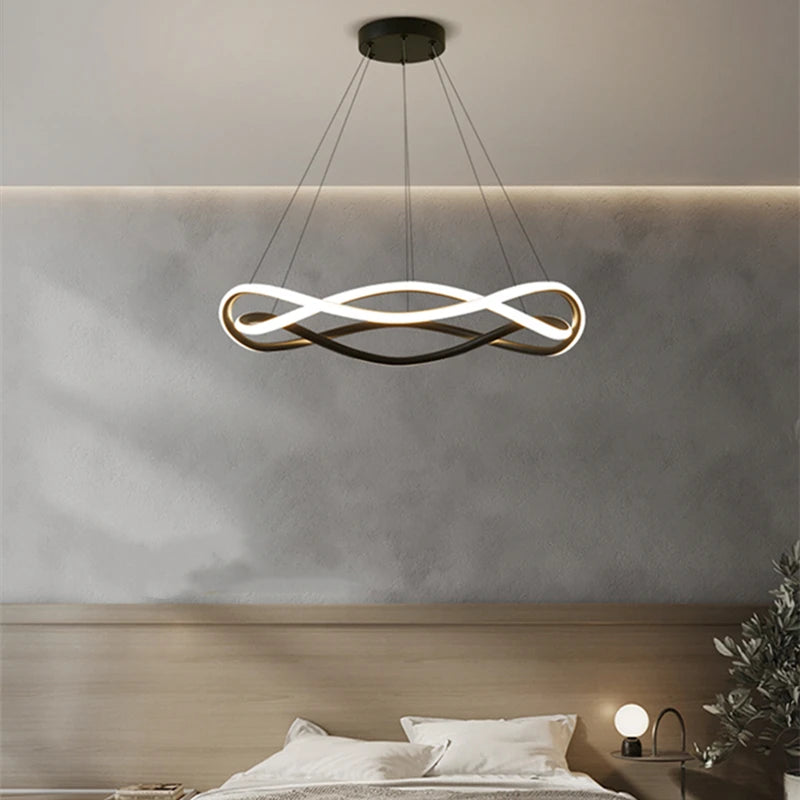lustre à anneau géométrique led design simple créatif en aluminium - vue 6 sur 12