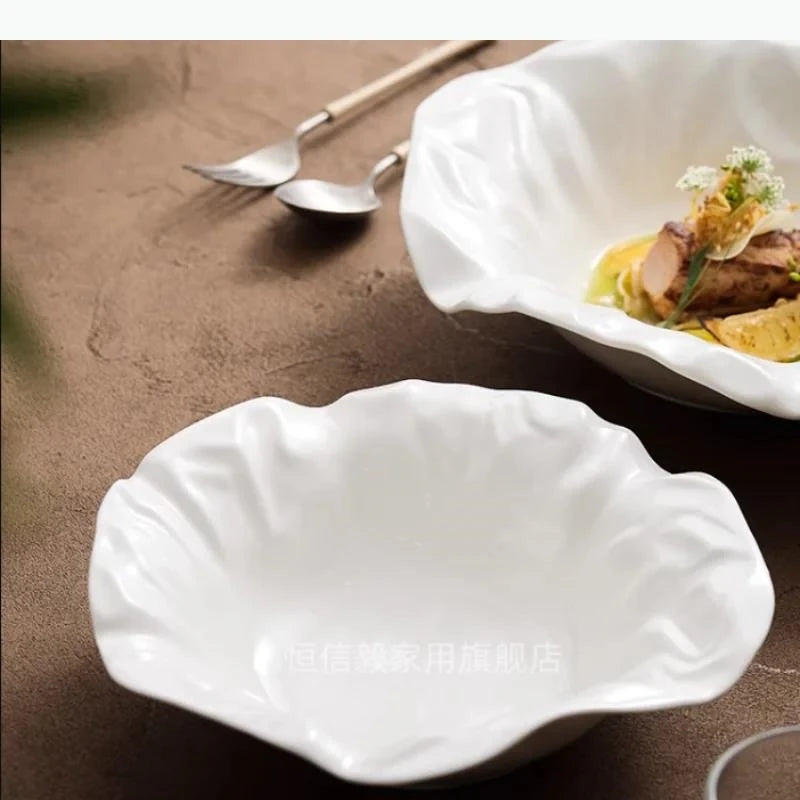 Assiette bol céramique plissée irrégulière style moderne