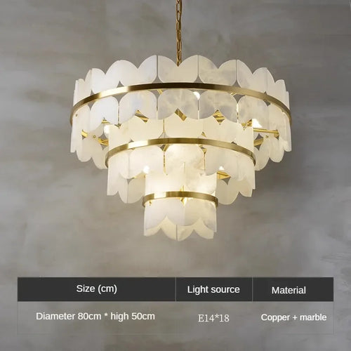 Natural marble and copper minimalist designer pendant light - vue 10 sur 9