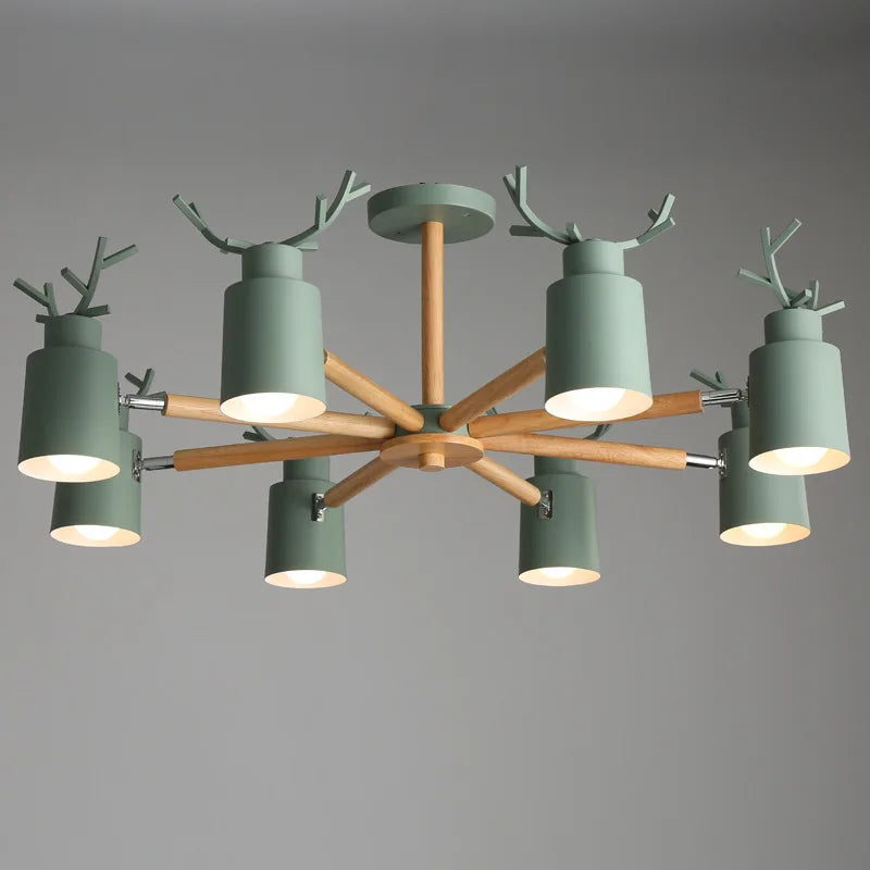 Lustre en rondins scandinave salon chambre plafond suspension luminaires cuisine plafond éclairage cerf design e27 lumière