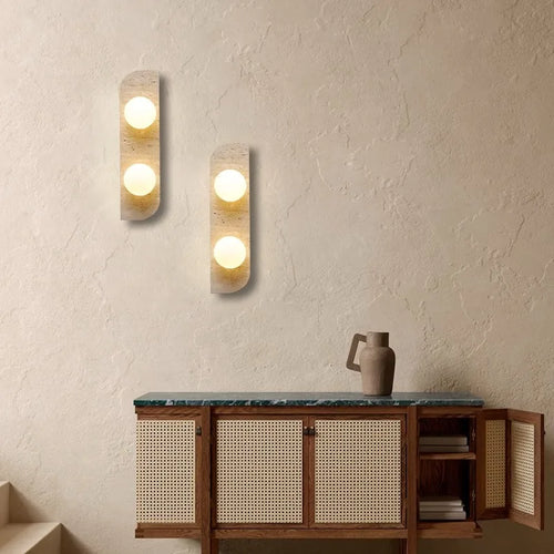 applique murale en pierre naturelle et verre ampoule g4