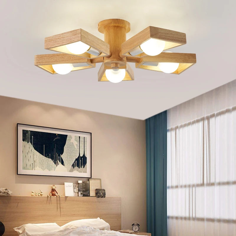 lustre suspendu en bois d'éclairage d'arbre nordique pour décoration - vue 4 sur 10