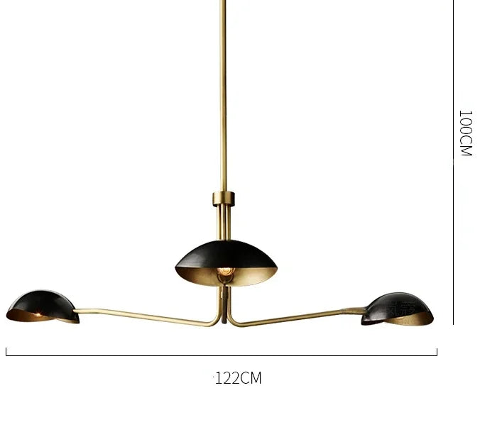 lustre rétro en cuivre lampe créative à bras long design industriel - vue 14 sur 16