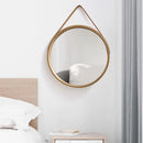miroir rond mural en bois épais pour maquillage