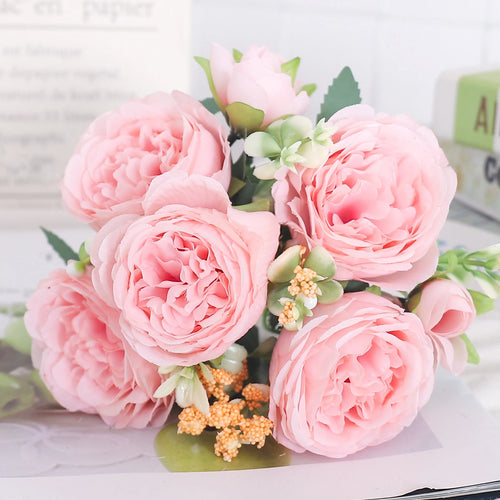 fleurs artificielles soie pivoine hortensia décoration mariage bouquet - vue 34 sur 40