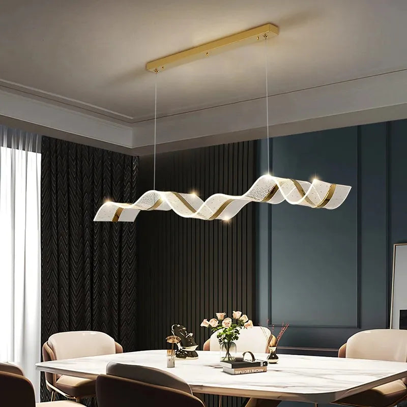 lustre led design vague suspension luminaire intensité variable - vue 5 sur 9