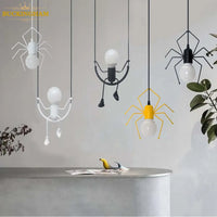 Suspension nordique petit homme araignée lampe suspendue fer balançoire lampes rétro Loft éclairage LED luminaire pour chambre d'enfants café Bar
