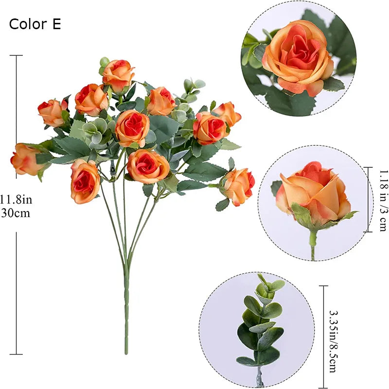 bouquet de roses artificielles avec eucalyptus et pivoine décoratif - vue 6 sur 12