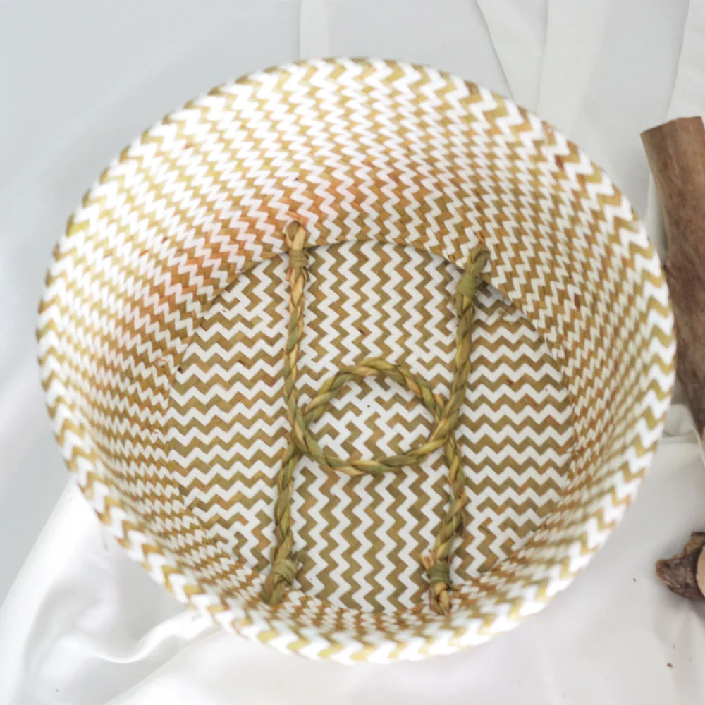 panier pliable en paille d'algues pour rangement et décoration intérieure - vue 4 sur 7