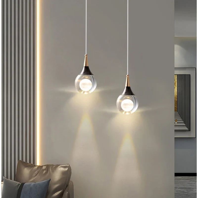 Lamp Globe Crystal Pendant Light 1-Light Mini Pendant Lighting For Kitchen,Teardrop Crystal Pendant Lamp For Bedroom Dining Roo - vue 2 sur 12
