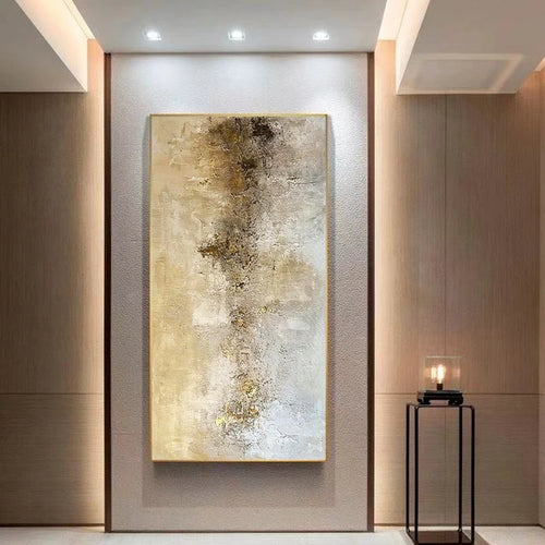 Customizable, Pure Hand-painted Abstract Decorative Painting, Living Room Background Wall Large Gold Leaf, Art Canvas Painting - vue 4 sur 12