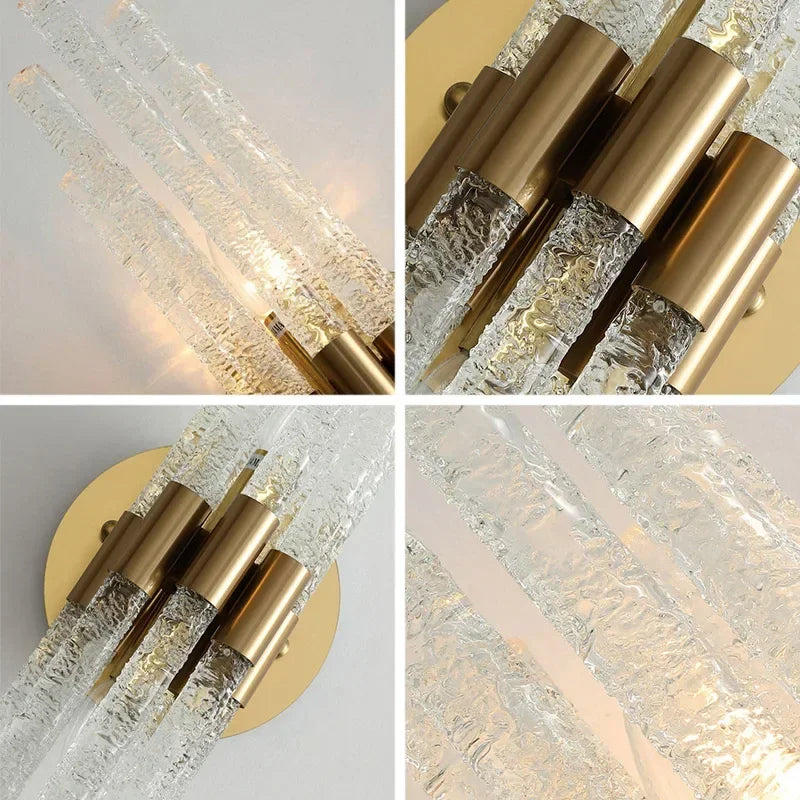 applique murale led moderne en cuivre et cristal ondulé pour décoration - vue 5 sur 8