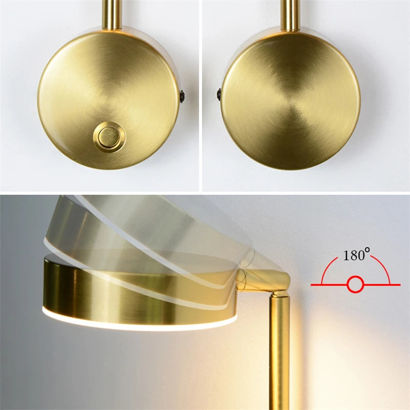 applique murale led moderne avec interrupteur rotative pour décoration maison - vue 4 sur 18